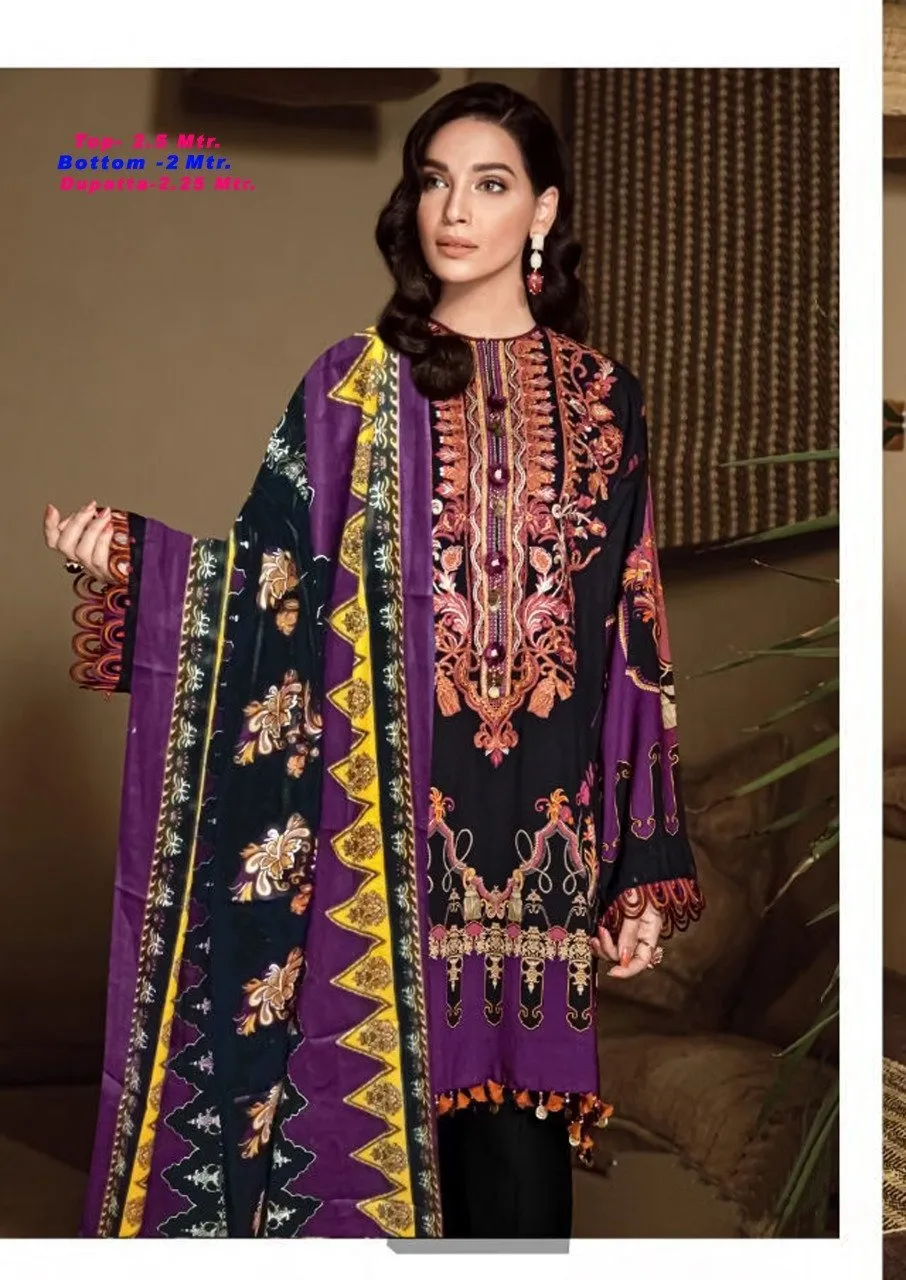 Women Unstitched Purple Cotton Karachi Dress Material