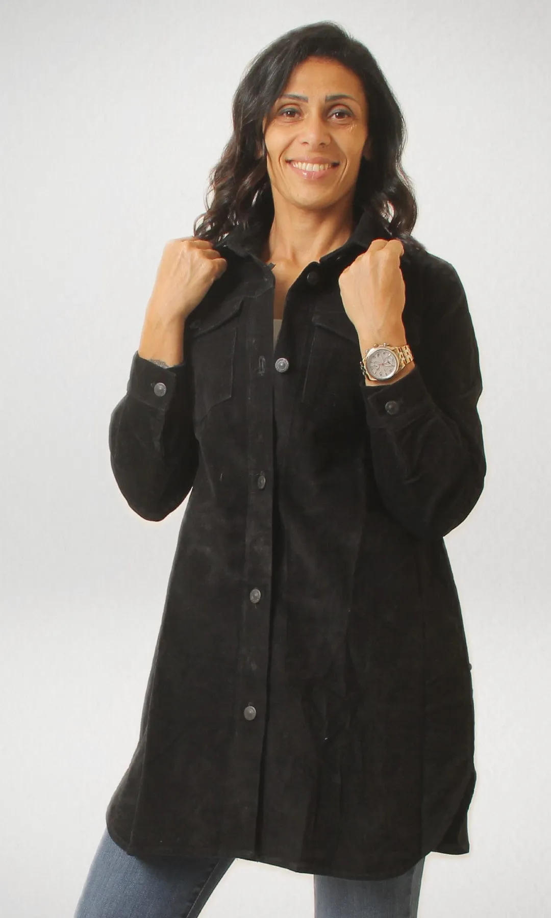 Women Velvet Shirt/ Jacket - Black