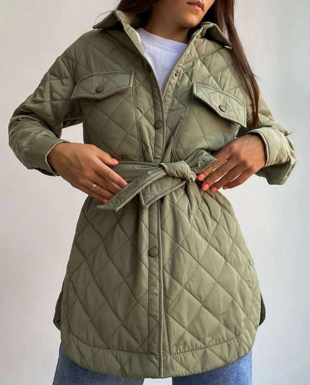 Women's Loose And Warm Rhombus Cotton Padded Autumn/ Spring Jacket