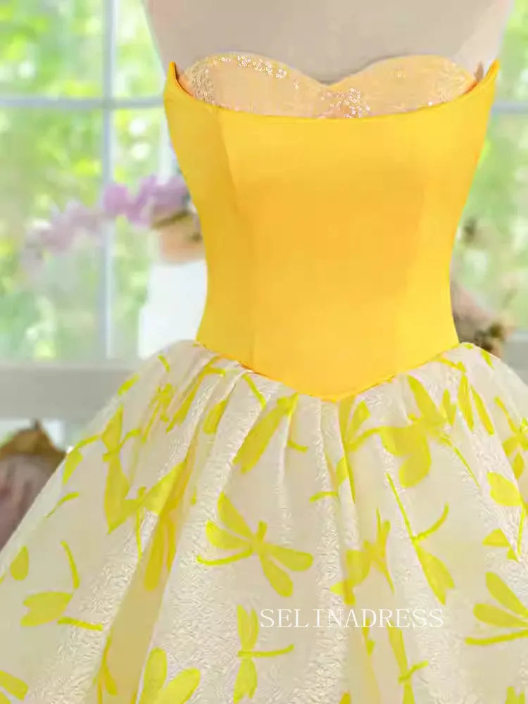 Yellow Sweetheart Cute Cocktail Dress Homecoming Dresses #ALI0031