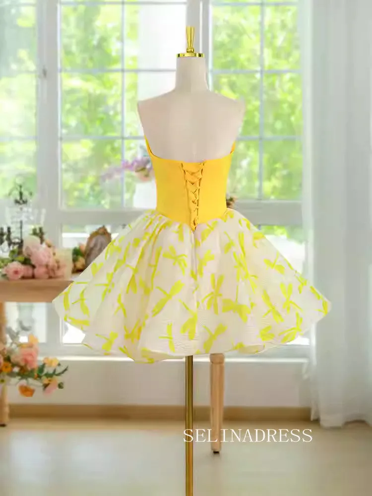 Yellow Sweetheart Cute Cocktail Dress Homecoming Dresses #ALI0031