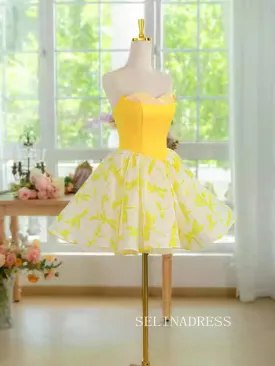 Yellow Sweetheart Cute Cocktail Dress Homecoming Dresses #ALI0031